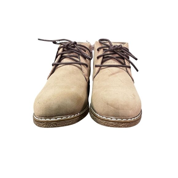 Sonoma Boys Ryderr Taupe Lace-Up Easy Zip Boots Size 2 Durable Suede - Picture 2 of 8